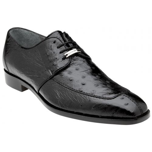 Belvedere "Rovigo" Black Genuine Ostrich Lace-up Shoes R20.